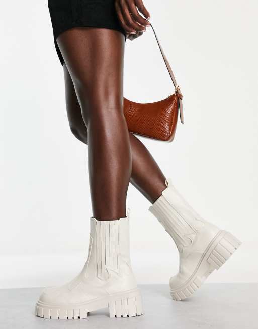 Public Desire Farfetched chunky ankle boots in white