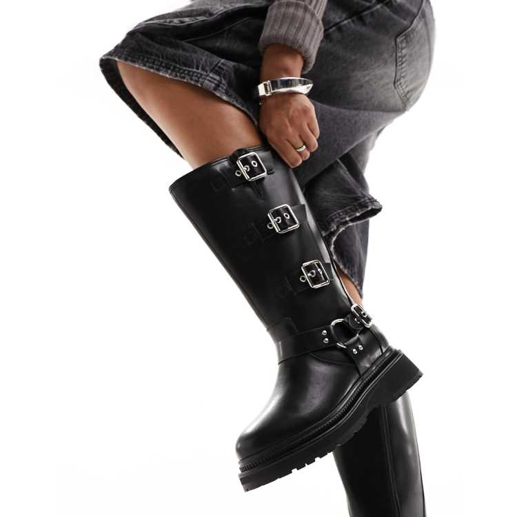 Short black biker boots online