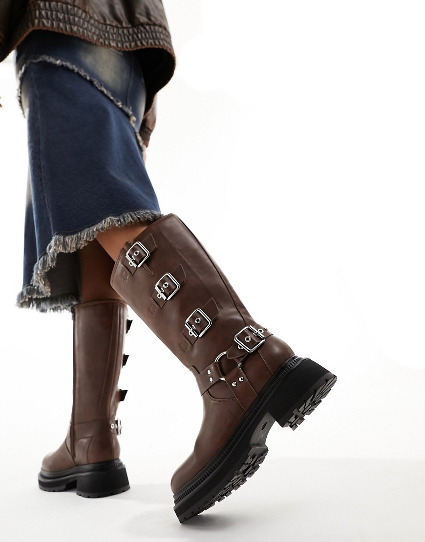 Fast Track biker boots in chocolate-Brown