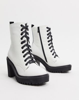 white ankle lace up boots