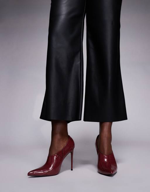 Public Desire Felicity heeled pumps in burgundy croc , 4 of 4