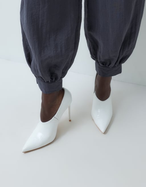 Public Desire Felicity heeled pumps in white croc , 2 of 4