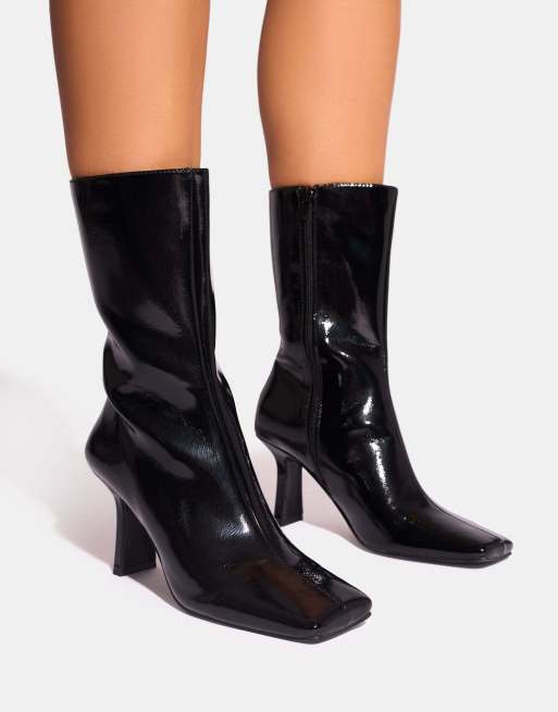 Public Desire Fiction square toe ankle boots in black