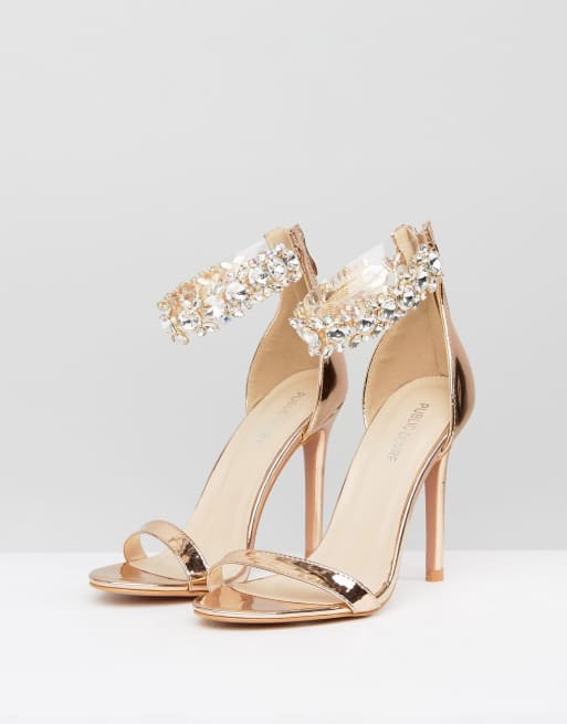 Rose gold sales crystal sandals