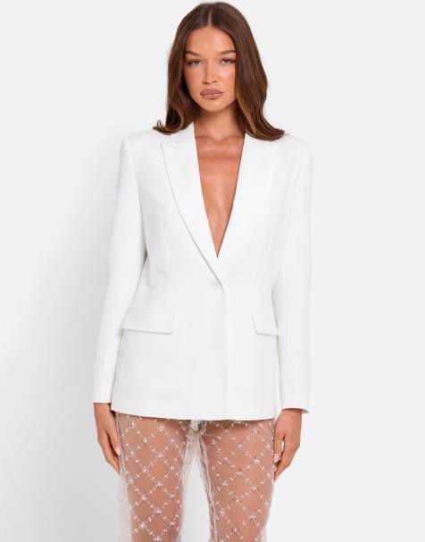 Public Desire Bridal Fitted tailored blazer in ivory