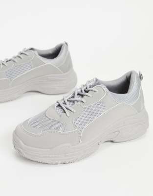 Public Desire Fiyah chunky sneakers in gray-Grey