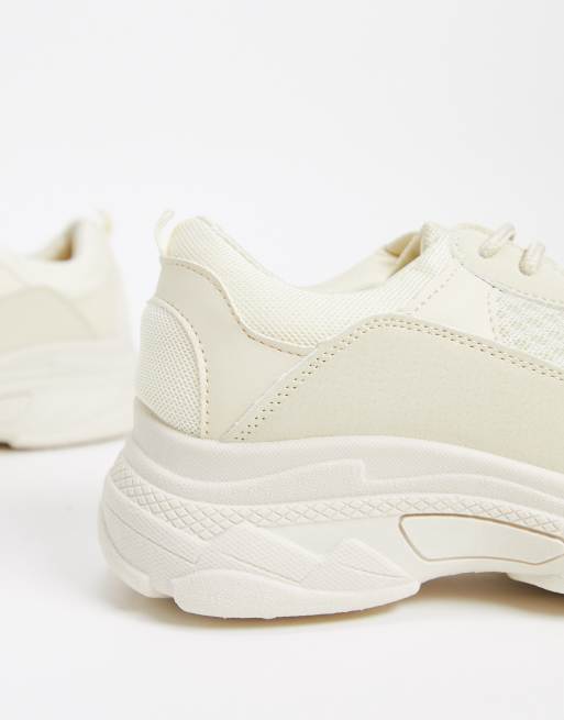 Public Desire Fiyah chunky trainers in bone ASOS