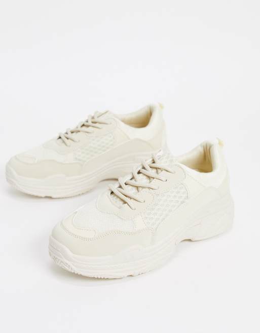 Public Desire – Fiyah – Sneaker in Knochenweiß mit dicker Sohle