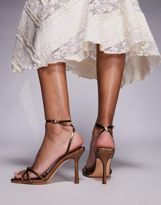Public Desire Fizzy low heeled sandals in bronze, 4 of 4