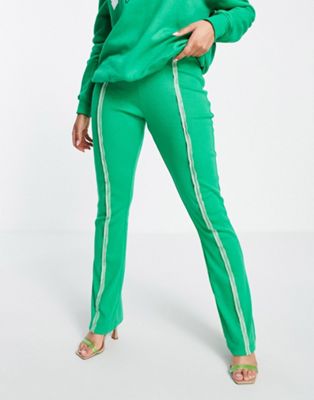 Public Desire flared rib trousers in green