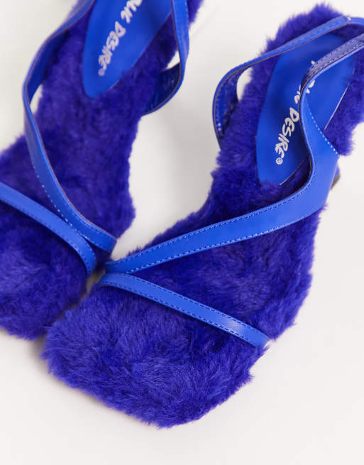 Furry hotsell heeled sandals