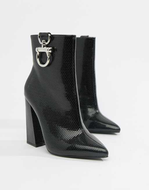 public desire generate chunky sock boots in black croc