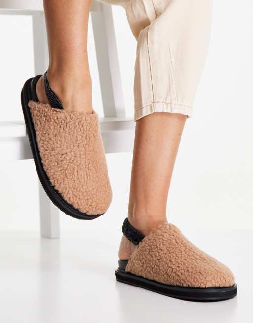 Public Desire Fortune clogs in camel teddy