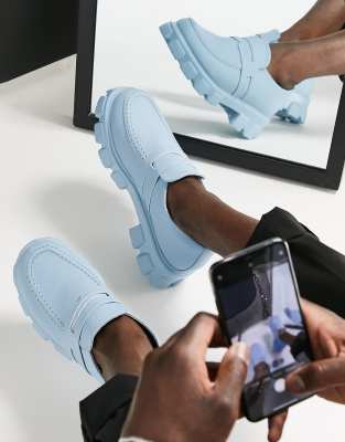 Public desire foster chunky loafers in blue - ASOS Price Checker