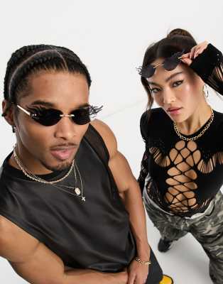 Public Desire frameless flame sunglasses in black  - ASOS Price Checker