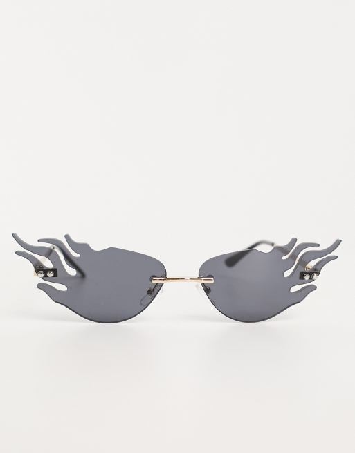 Public Desire frameless flame sunglasses in black ASOS