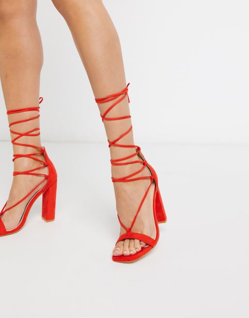 Red on sale tie sandals