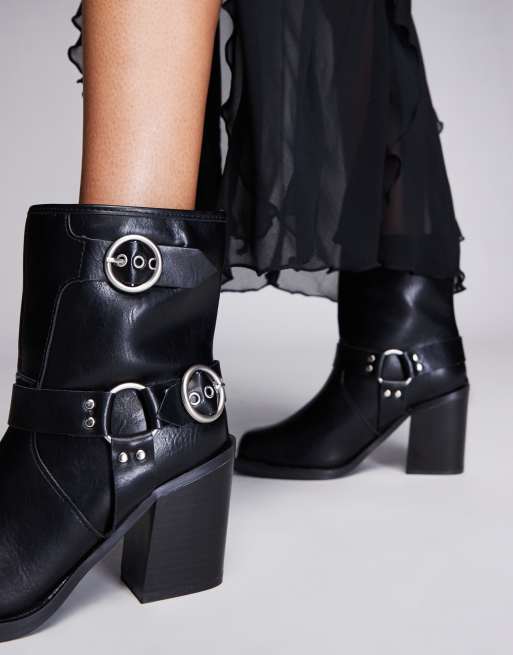 Heeled biker boots uk best sale