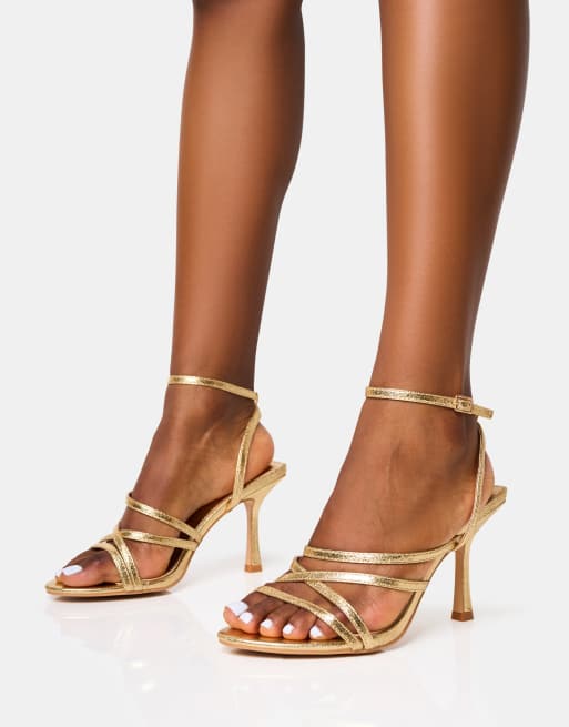 Public Desire – Free Spirit – Goldfarbene Riemchen-Sandaletten mit mittelhohem Absatz, 3 von 4