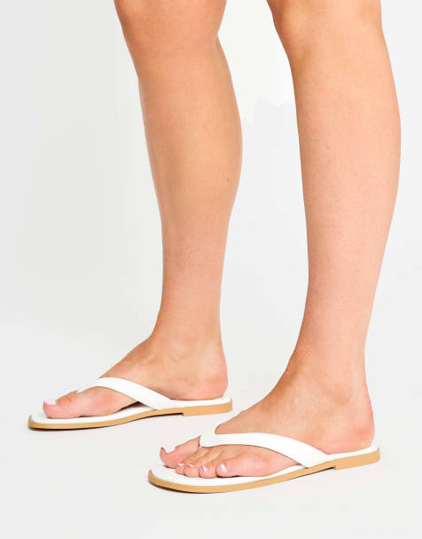 Public Desire Freestyle pu flip flop sandals in white - view 1