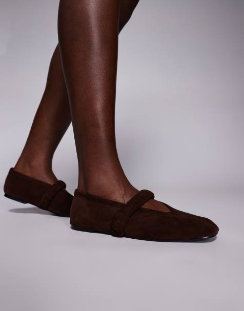 Public Desire Frida ballet flats in brown suedette - view 1