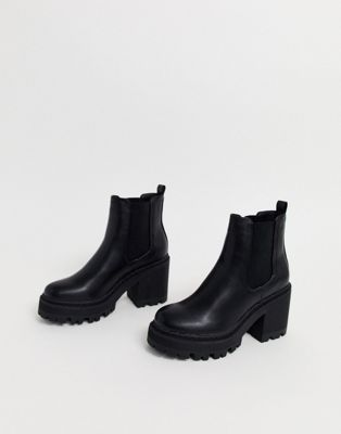 black chunky heel ankle boots
