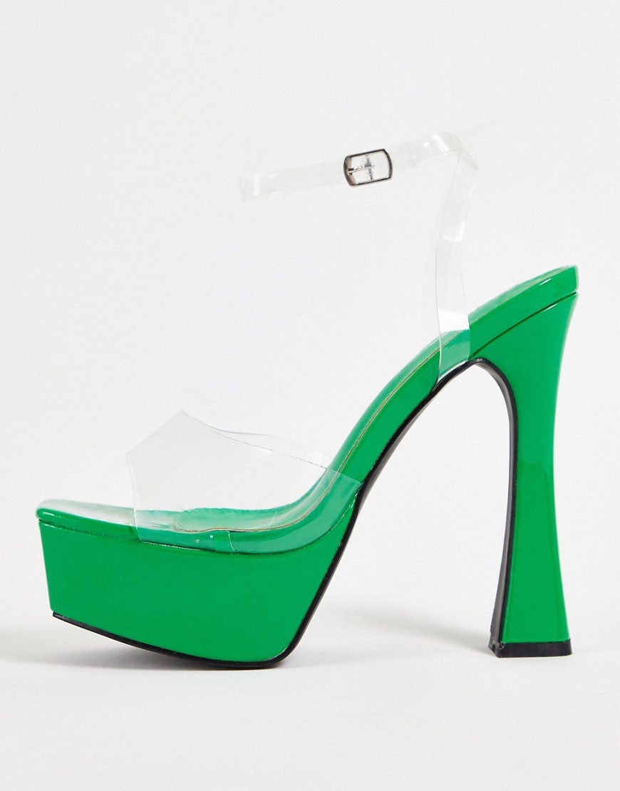 Garnet - Sandai con tacco trasparenti e verde lucido - Public Desire Sandalo donna Verde