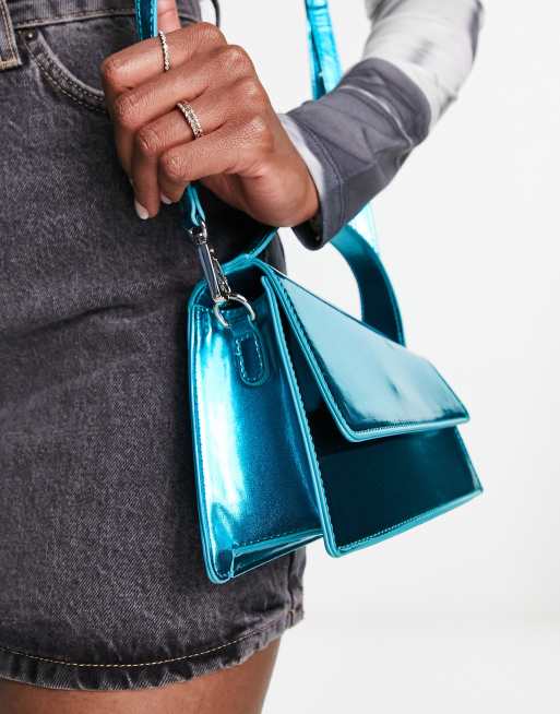 Public Desire Geena angular grab bag in metallic blue, 4 of 4