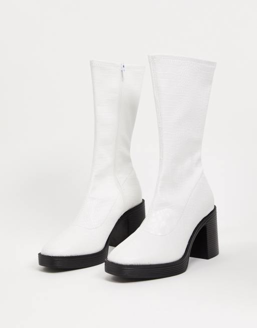 chunky white sock boots