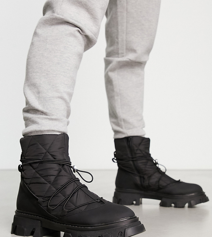 Gibson quilted lace-up boots in black