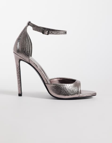 Public Desire Gilded heeled sandals in pewter - view 1