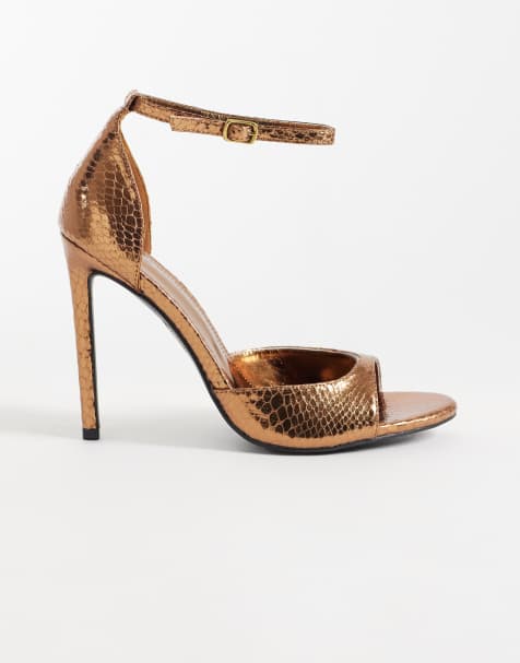 Public Desire Gilded heeled sandals in pewter - view 1