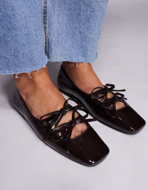 Public Desire Ginger Ballerines vernies à bout carré Marron
