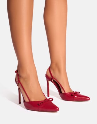 asos Public Desire Ginni bow detail sling back court heels in red