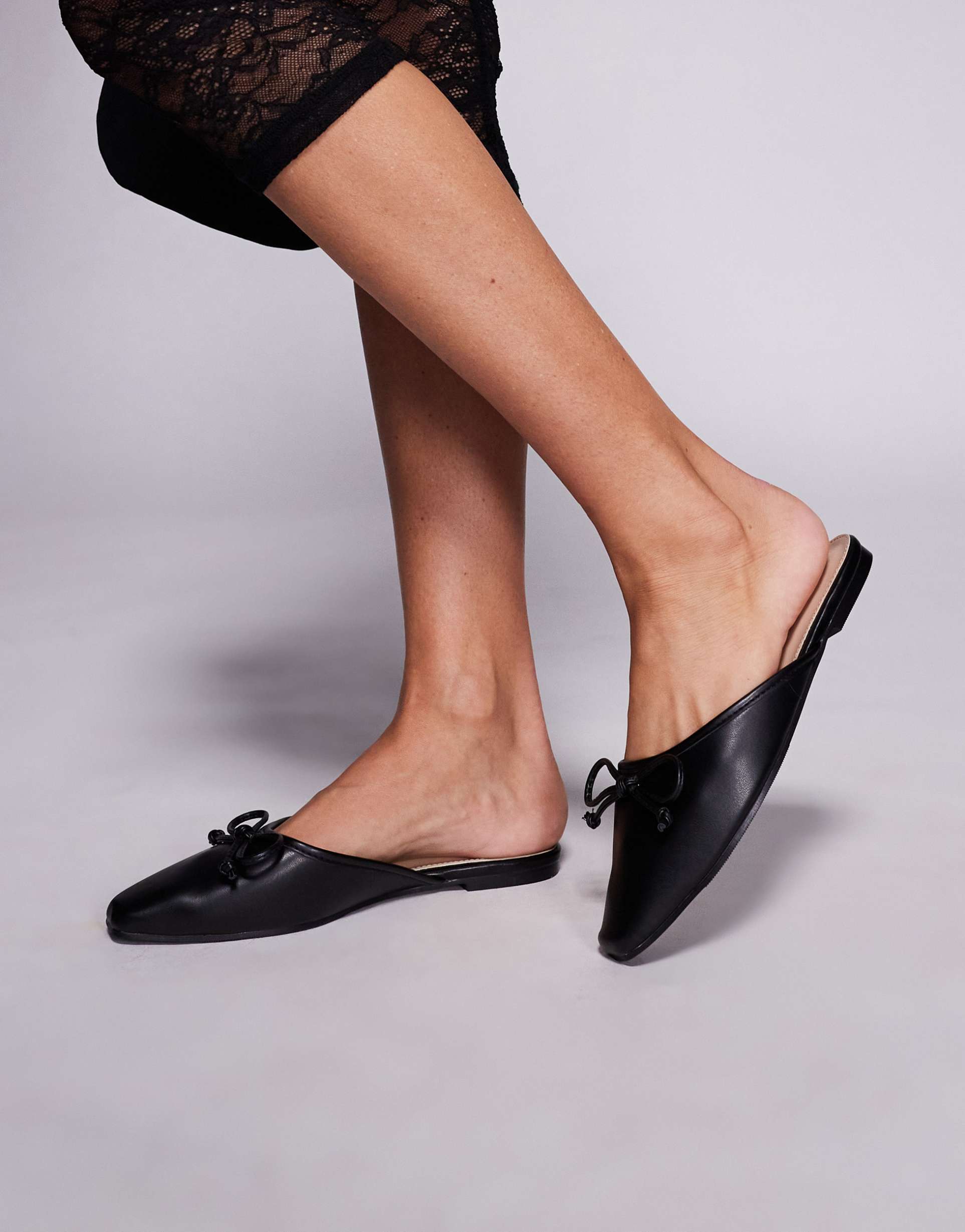 public desire gio slip on mule flats in black