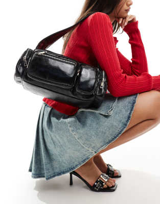 Shop Public Desire Gizelle Multi Zip Pocket Shoulder Bag In Black
