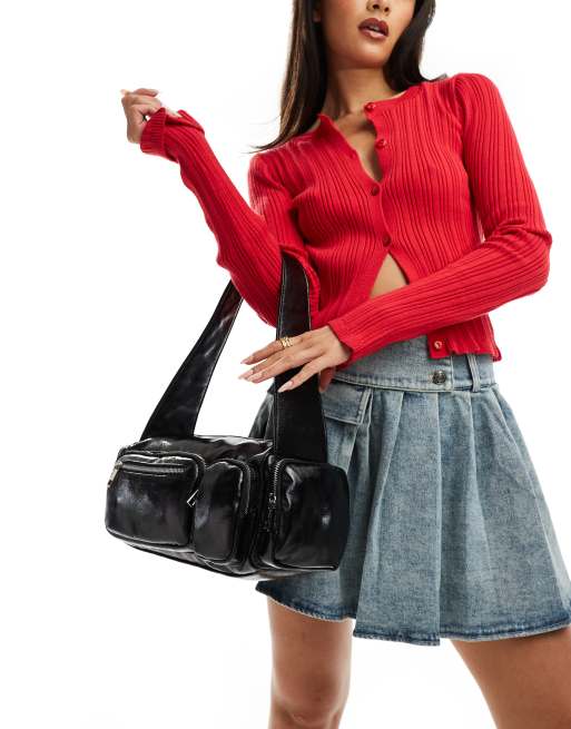 Public Desire Gizelle multi zip pocket shoulder bag in black , 3 of 4