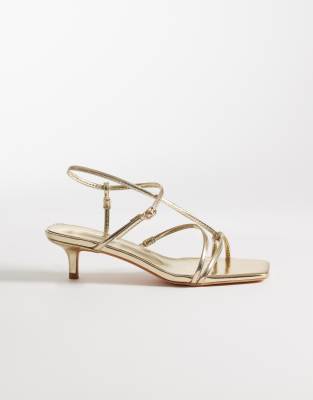Public Desire Glinda kitten heel strappy sandals in gold