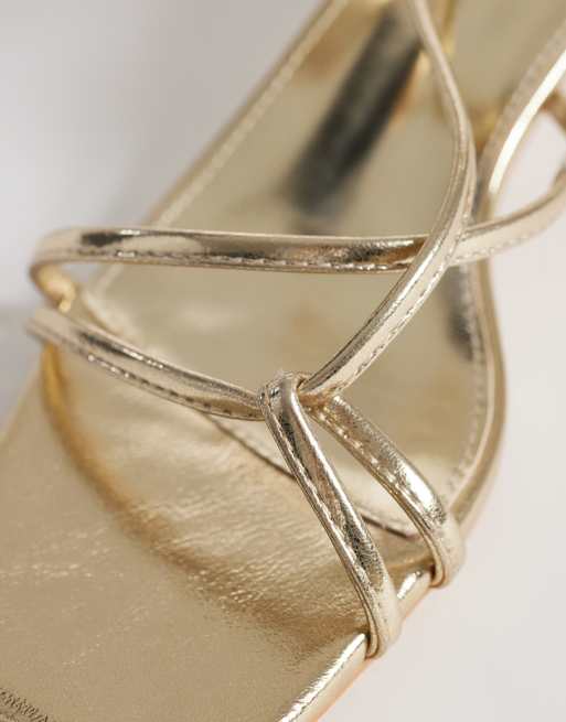 Public Desire Glinda kitten heel strappy sandals in gold, 4 of 4
