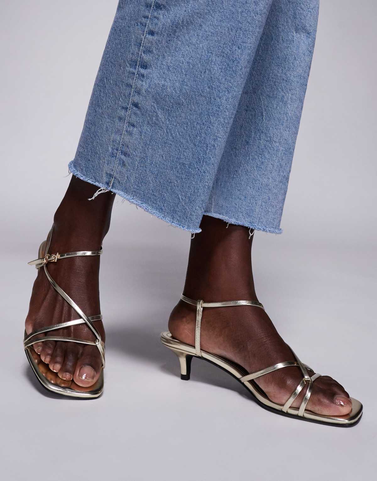 Public Desire Glint strappy barely there sandals in metallic gold