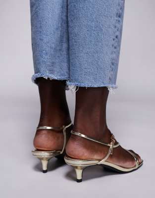 Public Desire Glint Strappy Barely There Sandals In Gold