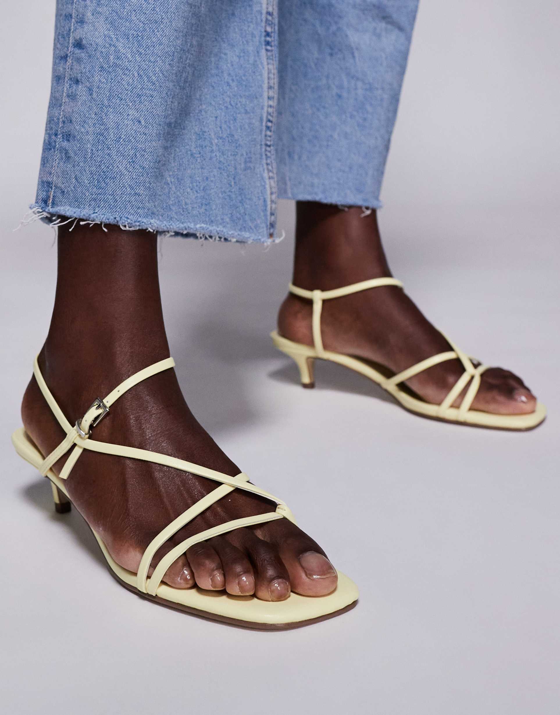 public desire glint strappy barely there sandals in yellow