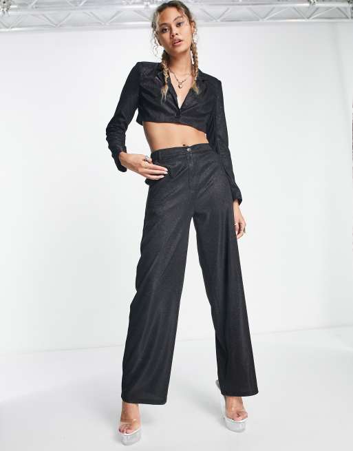 Public Desire glitter cargo pants in black ASOS
