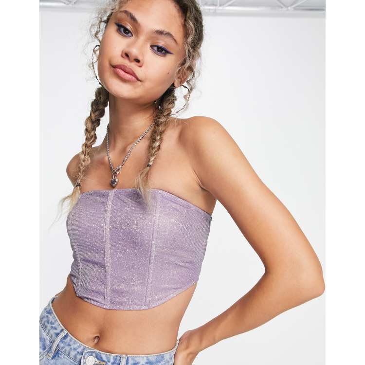 Public Desire glitter corset top in lilac