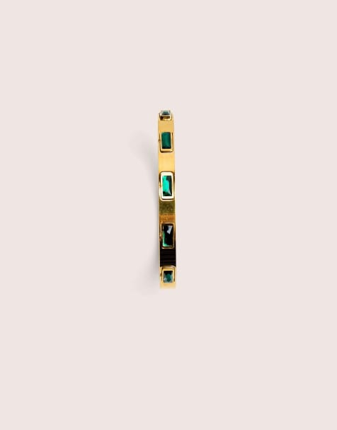 Public Desire Gold plated bangle with glass stones in gold - view 1