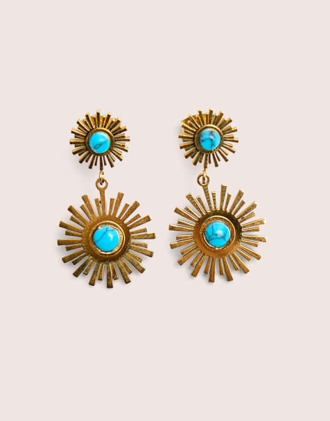 Public Desire Gold plated star resin earrings in gold - view 1