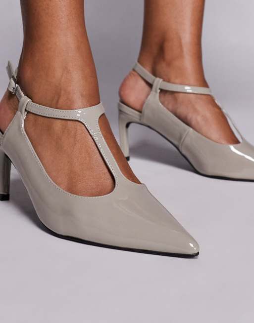 Public Desire - Grace - Schoenen van lakleer met kitten hak in grijs, 3 van 4