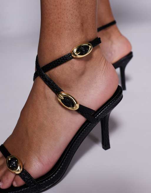 Public Desire – Grand – Svarta klacksandaler i barely there-stil med spännen, 2 av 4