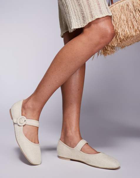 Public Desire – Griffin – Balerinki typu Mary Jane z rafii w naturalnym kolorze - view 1