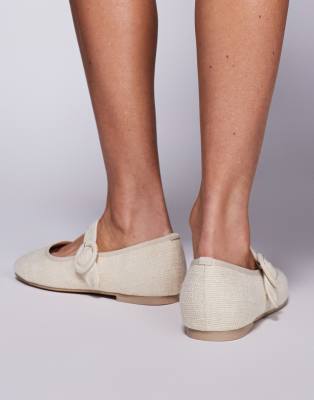 Public Desire Griffin Mary Jane Ballet Flats In Neutral
